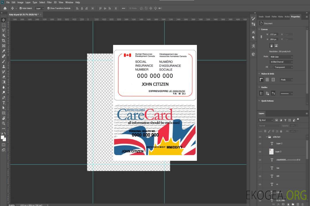 Carte de numéro d'assurance sociale (NAS) du Canada template